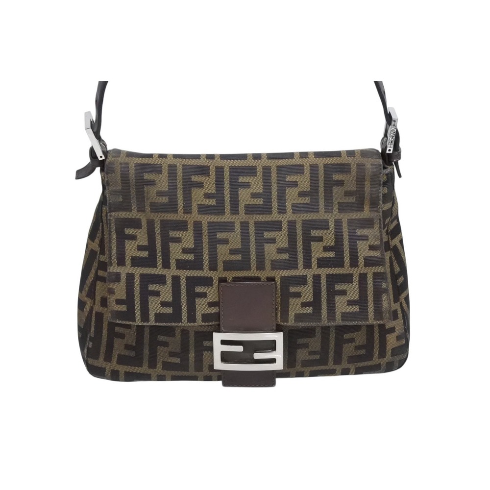 Fendi Zucca Shoulder Bag Bucket Brown Hobo Canvas Leather Mamma One